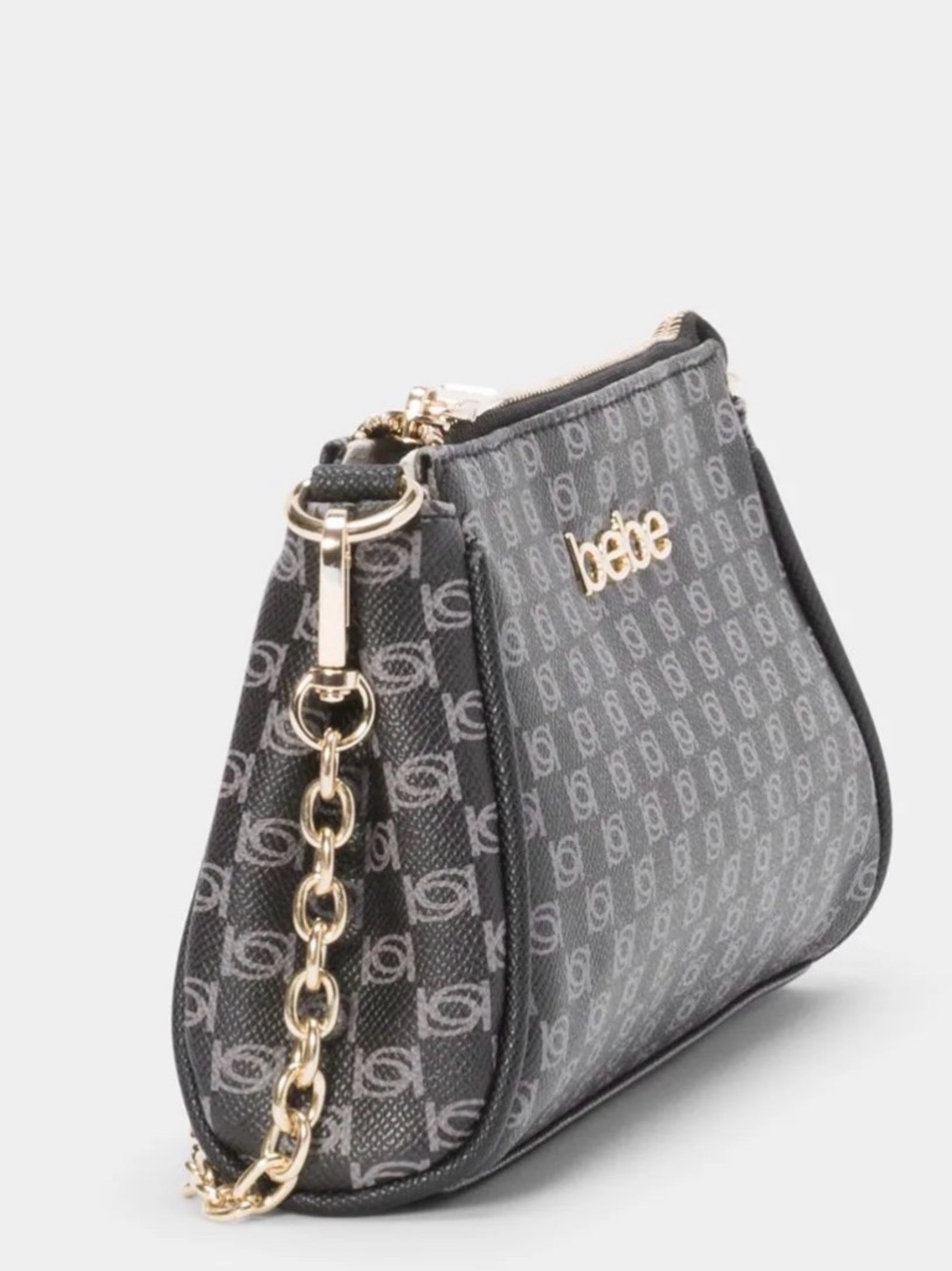 bebe Gray Logo Pattern Crossbody with Gold Hardware - Picture 3 of 5